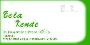 bela kende business card
